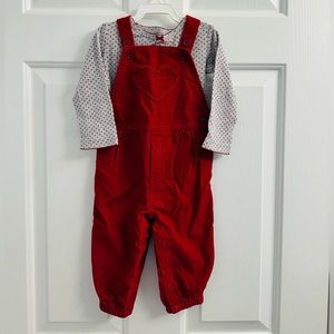Carter’s Baby Girl Red Overalls Set, Size 12 Months